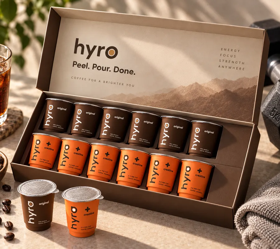 HYRO Discovery set gift box with 6 Original and 6 + Creatine mini cups