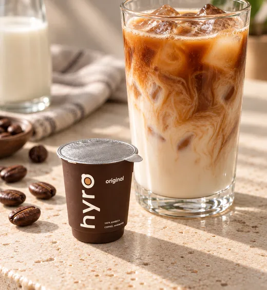 Iced latte made with HYRO